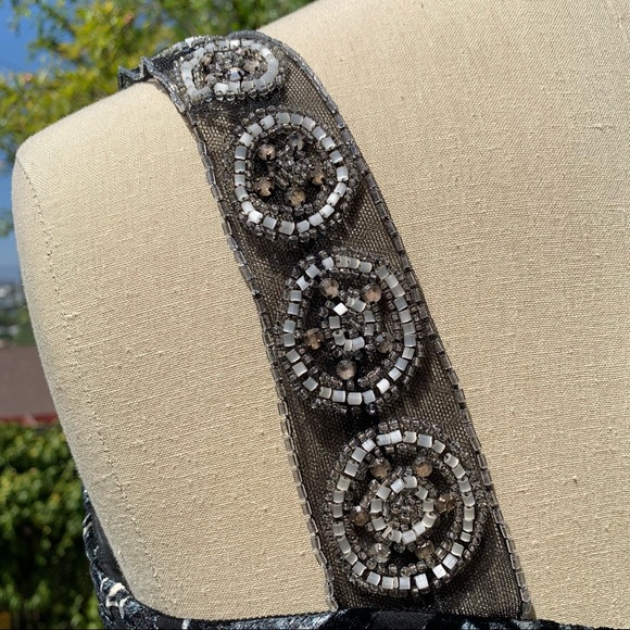 BADGLEY MISCHKA Velvet Burnout Beaded Mini Dress - Picture 9 of 11